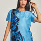 Women Regular Fit Top - Printed Blue