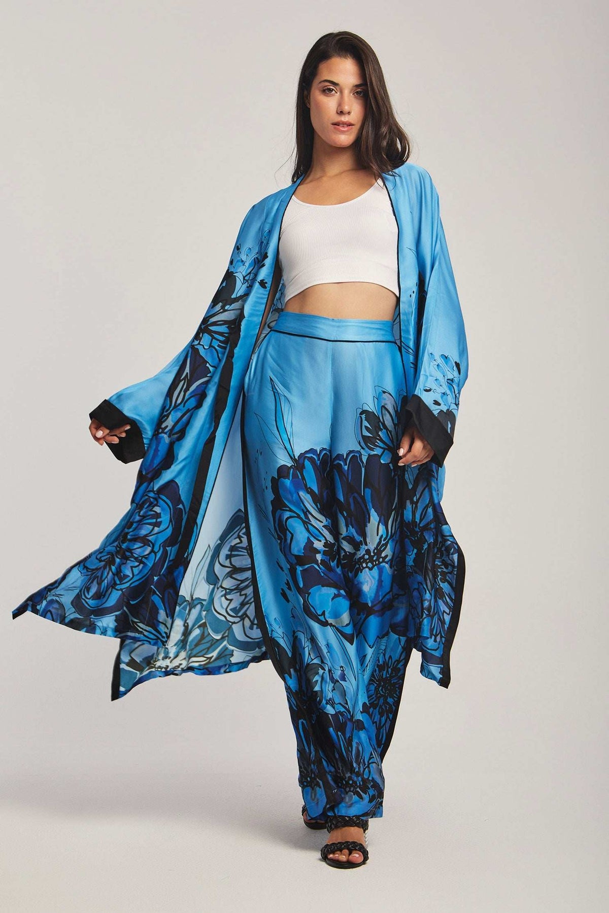Women Regular Fit Kimono - Printed Blue