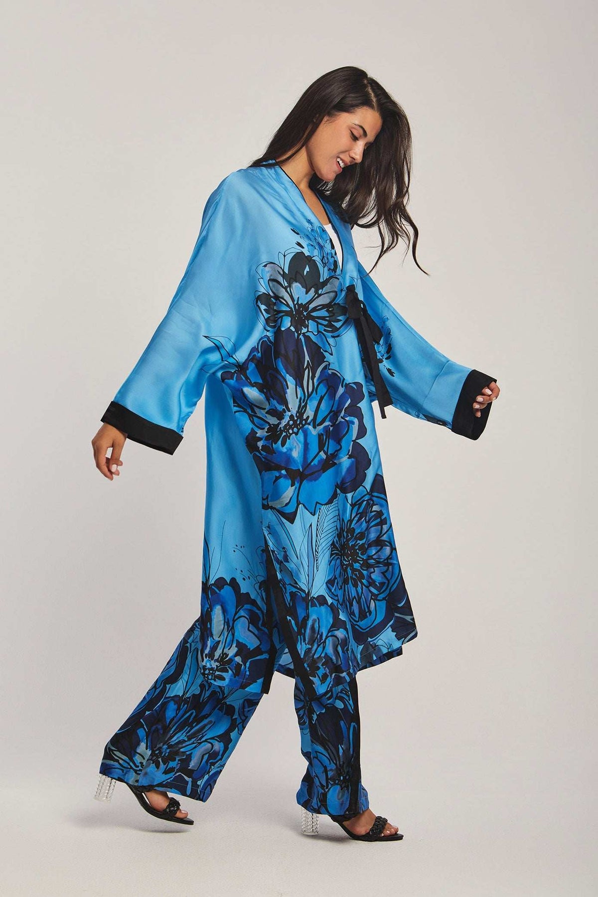 Women Regular Fit Kimono - Printed Blue