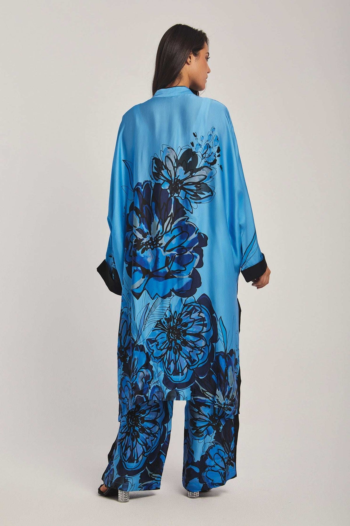 Women Regular Fit Kimono - Printed Blue