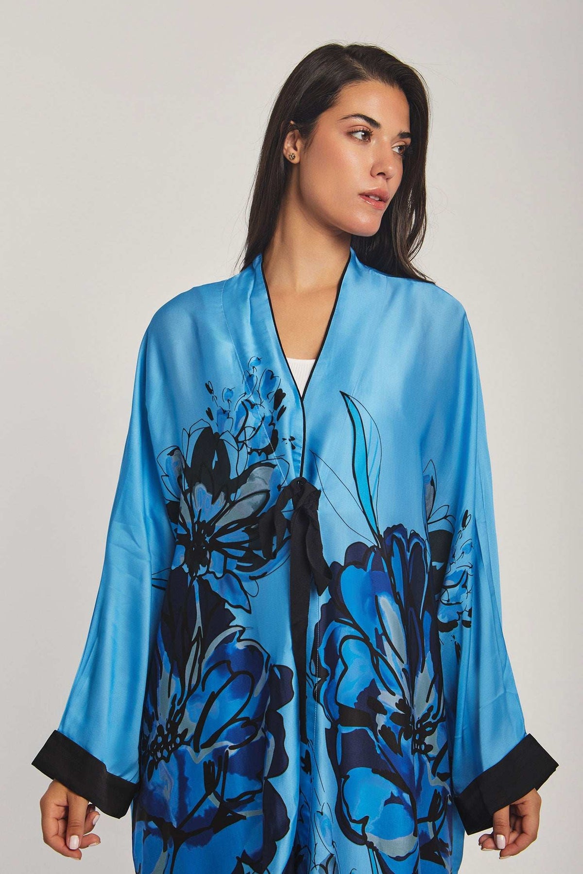 Women Regular Fit Kimono - Printed Blue