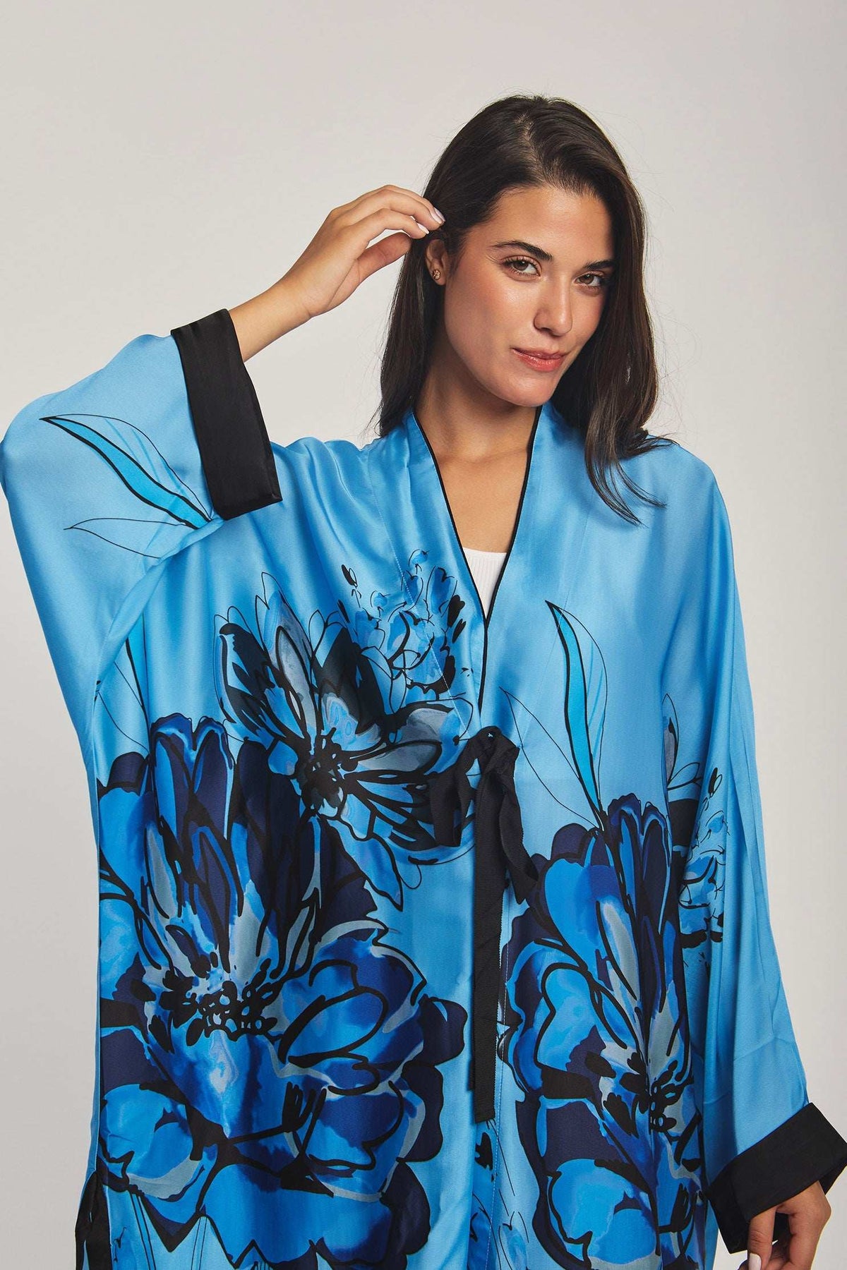 Women Regular Fit Kimono - Printed Blue