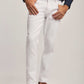 Dalydress men's white slim-fit jeans paired with brown slip-on shoes and navy shirt