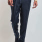 Dalydress men's navy trousers with button closure, showcased with beige shirt and dark sneakers