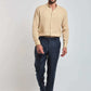 Dalydress men's fashion, beige mandarin collar shirt with navy blue trousers and sneakers