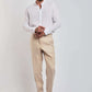 Dalydress men's casual outfit with white shirt, beige trousers, and white sneakers