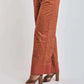 Women's high-waisted burnt orange embroidered wide-leg pants with pockets