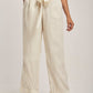 Dalydress women's beige striped high-waisted pants with tie belt, styled for casual wear