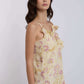 Dalydress women's yellow floral sleeveless ruffle top with spaghetti straps