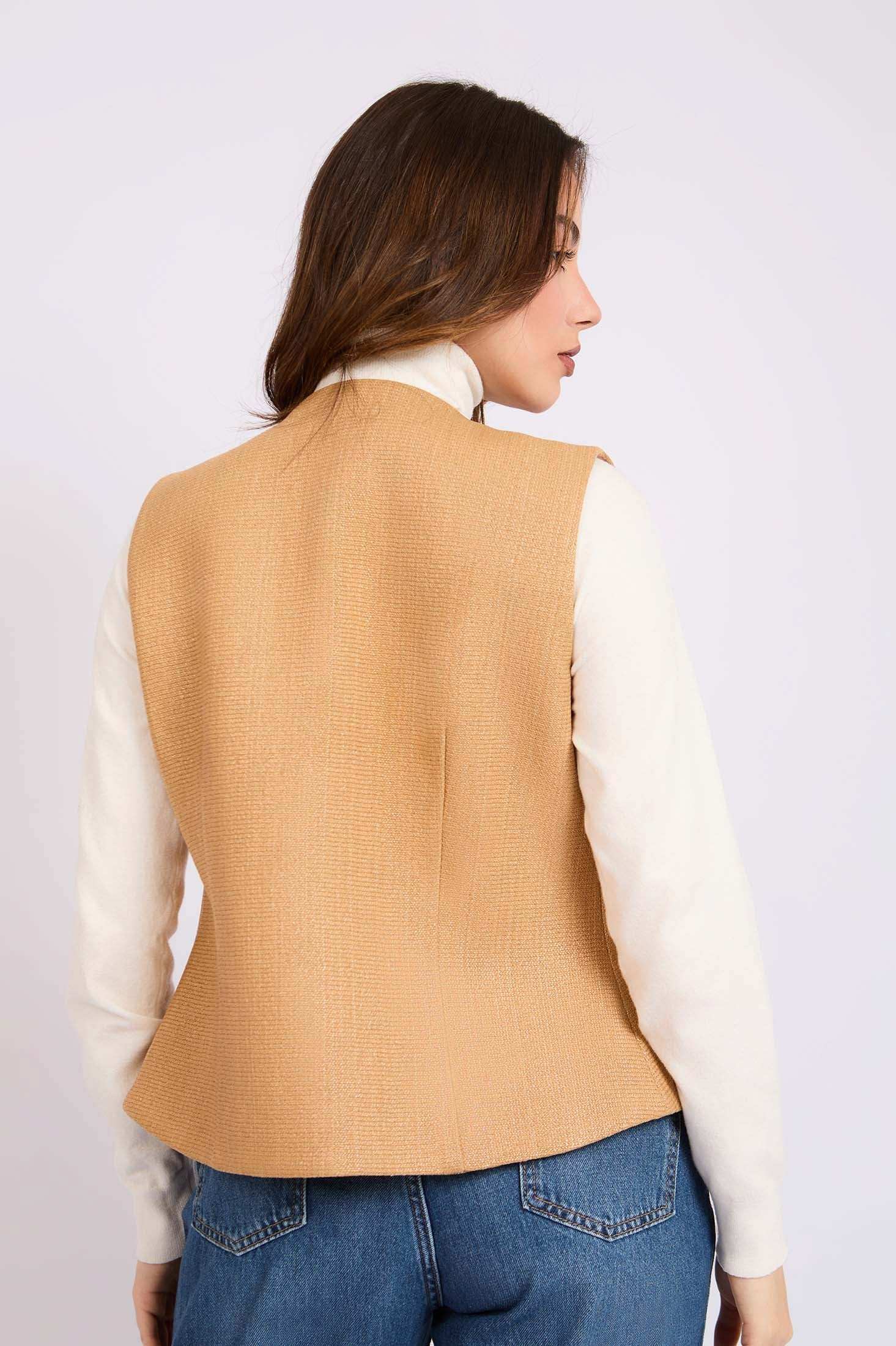 Women Regular Fit Vest Brown