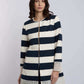 Dalydress women's black and white striped long jacket with lace details, urban fashion