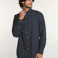 Dalydress men's navy blue polka dot shirt with button-down collar, paired with blue jeans
