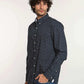 Dalydress men's navy blue polka dot shirt with button-down collar and blue jeans