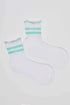 Ruffled Trim Striped Long Socks