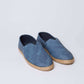 Dalydress men's blue denim espadrilles with woven jute soles on white background