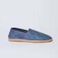 Dalydress men's blue denim casual espadrille shoe with woven sole on white background