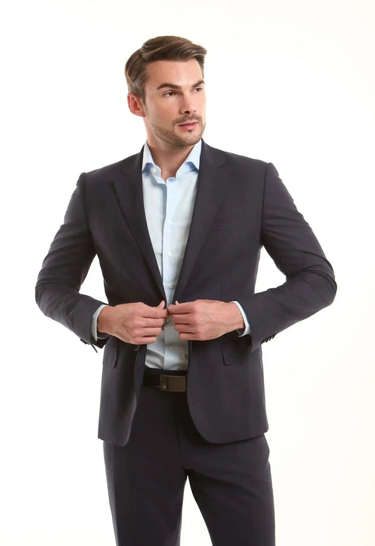 Midnight Navy Tailored Wool-Blend Jacket