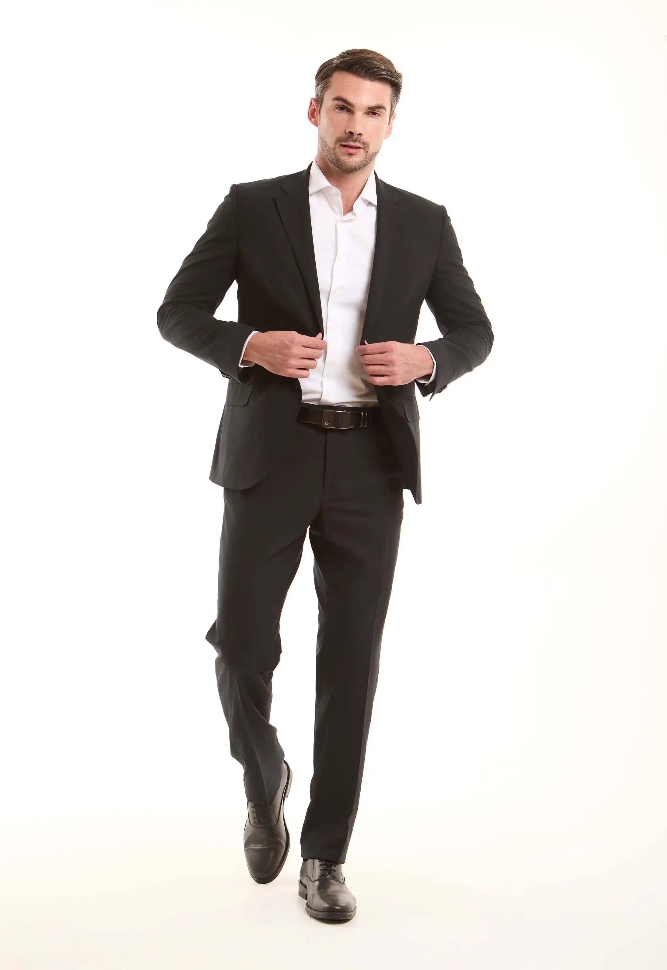 Black Tailored Wool-Blend Suit Jacket