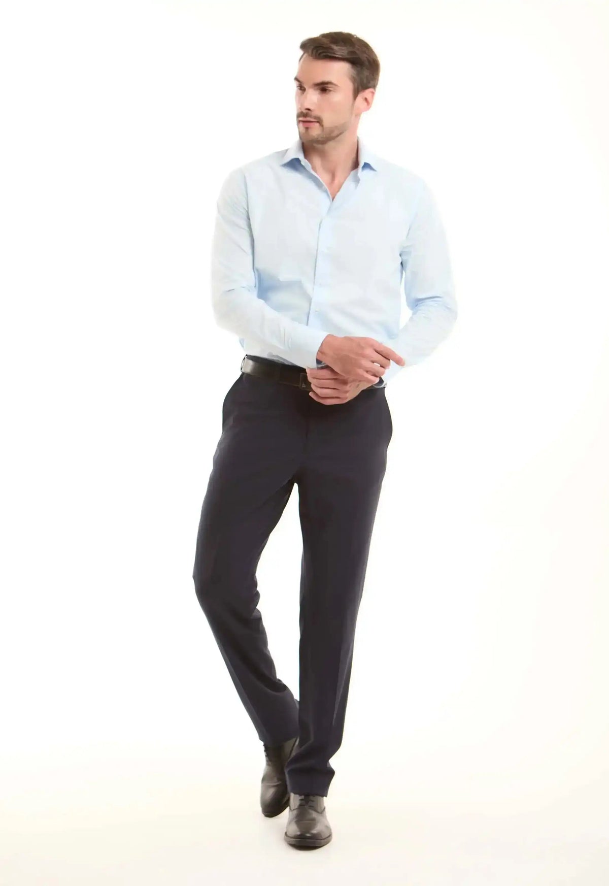 Wool-Blend Straight Pants