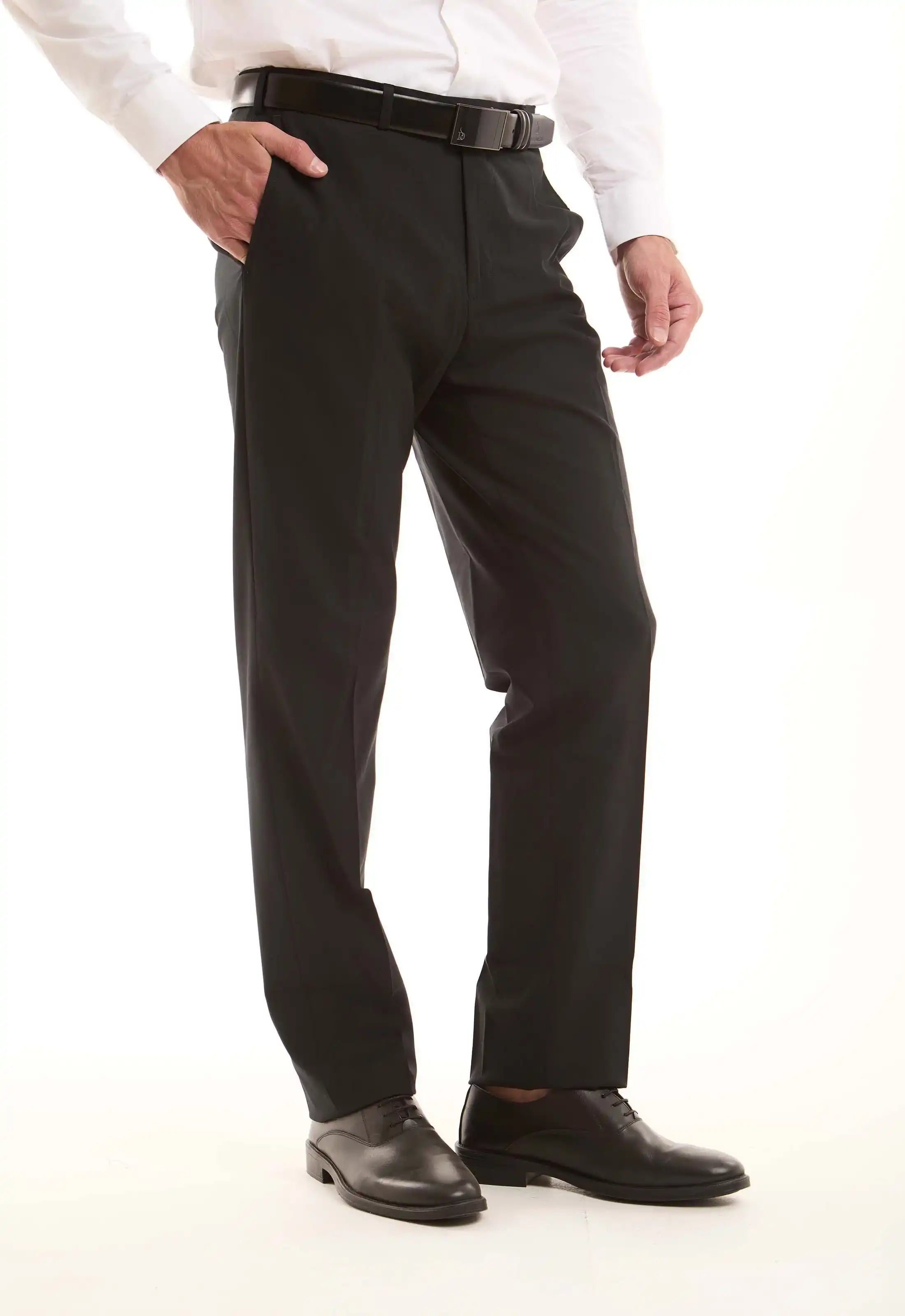 Sharp Black Wool-Blend Tailored Pants