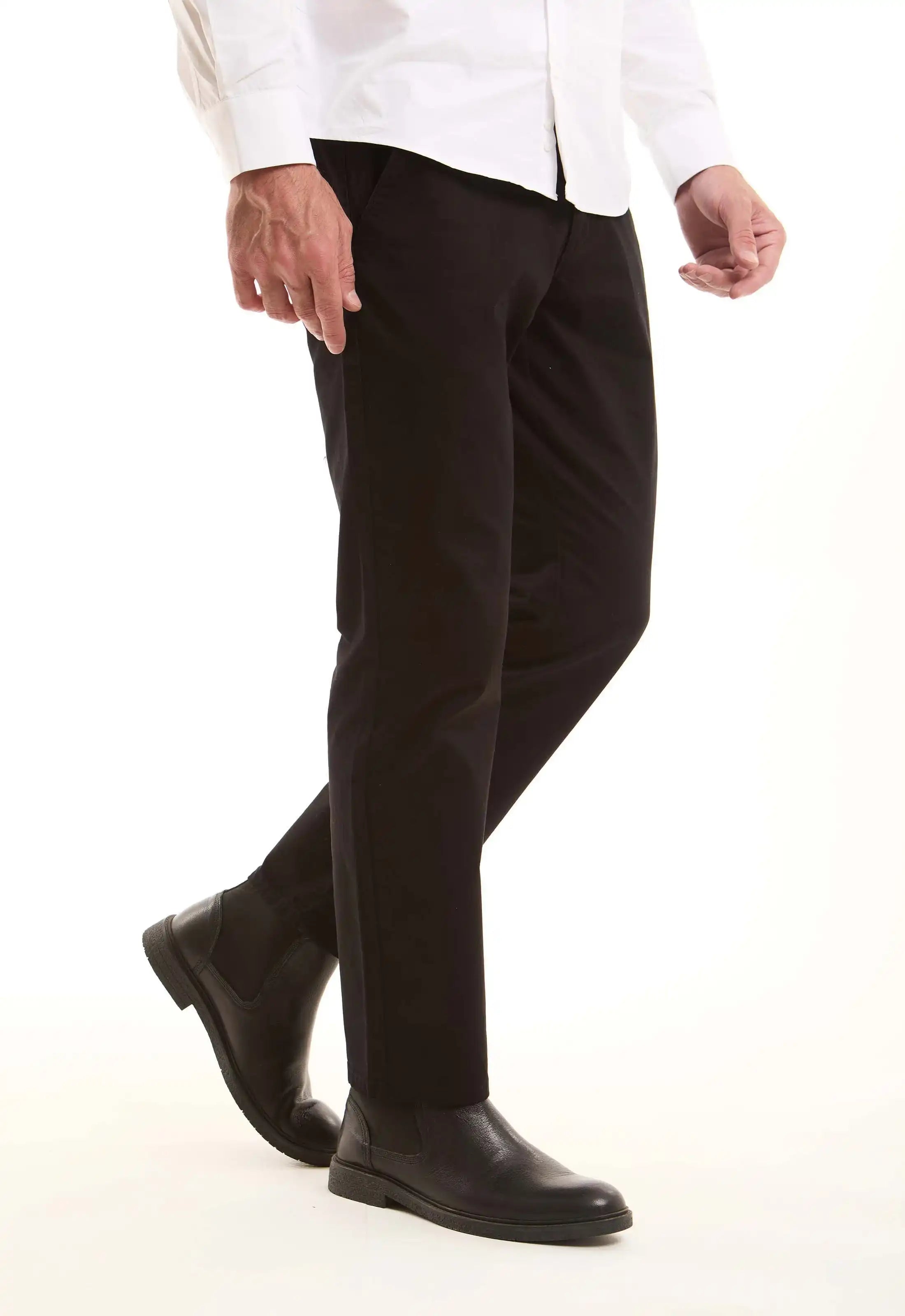 Black Cotton Straight-Leg Pants