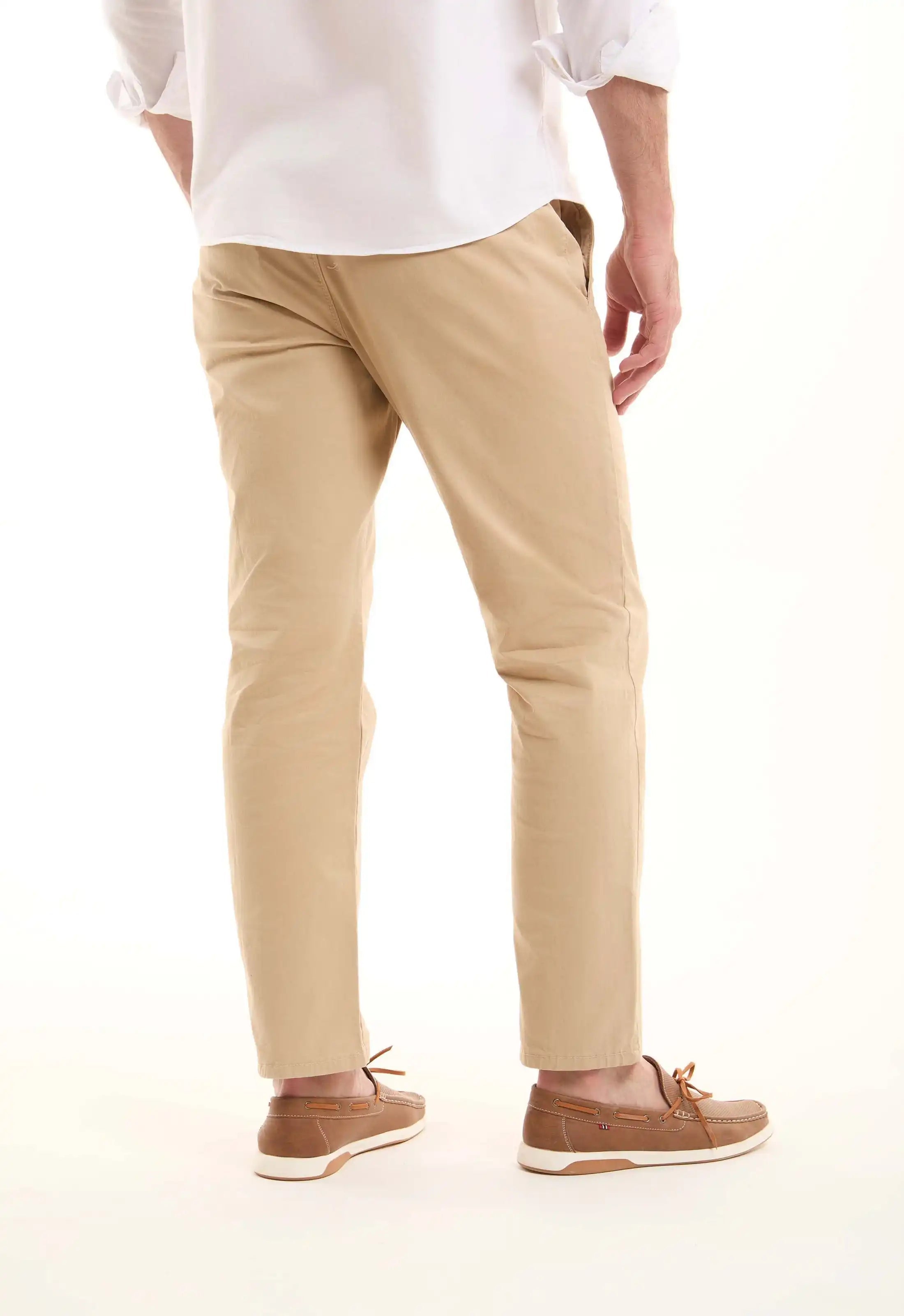 Sand Beige Straight-Leg Pants