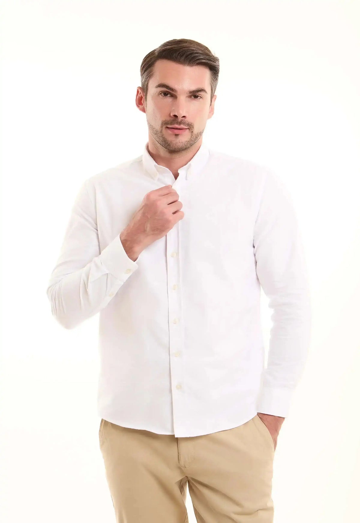 Solid Cotton Oxford Shirt