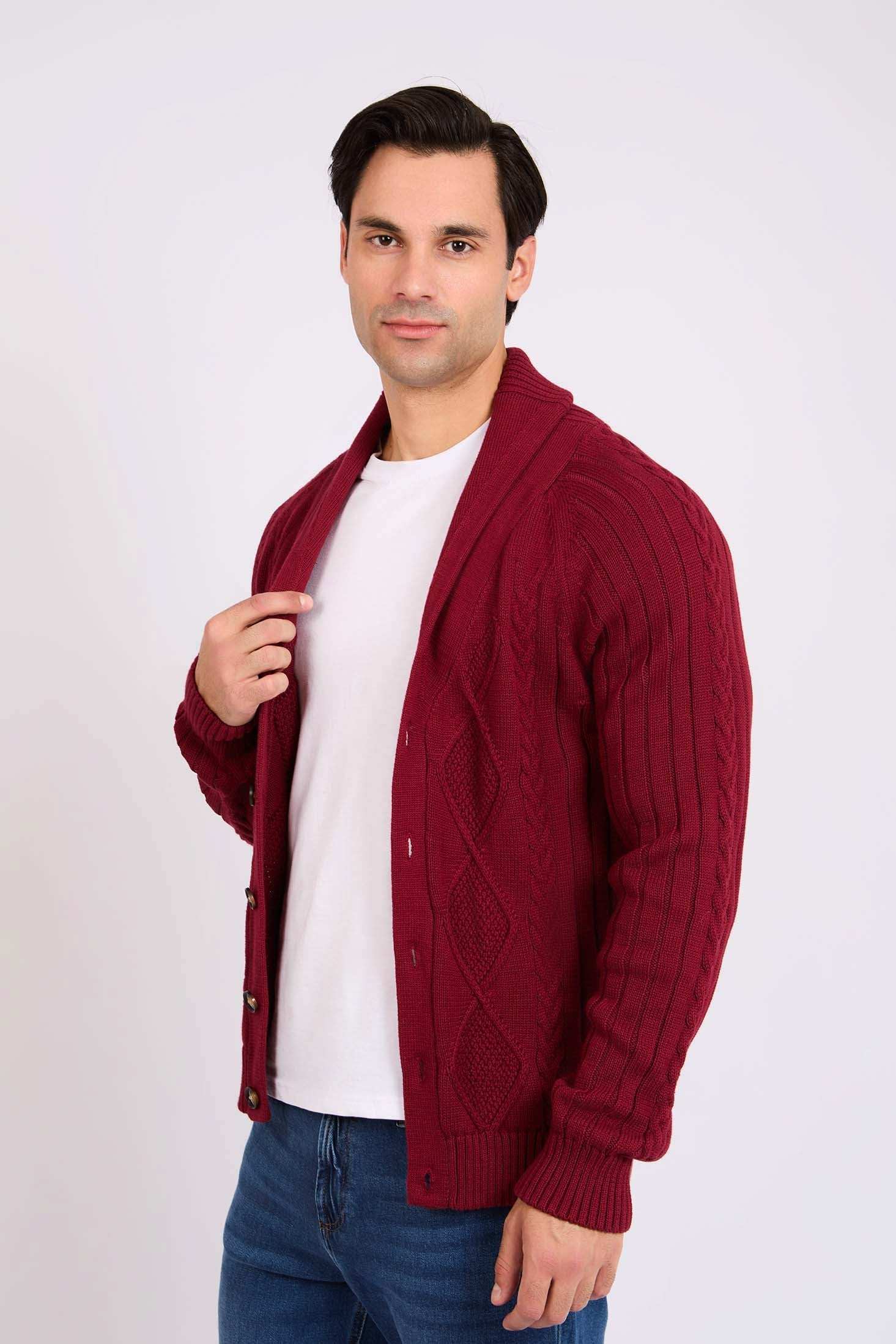 Men Regular Fit Cardigan Red