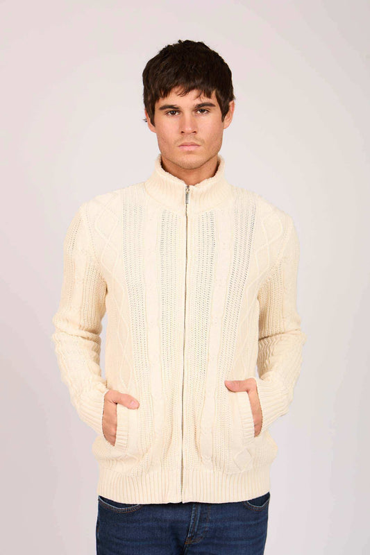 Men Regular Fit Cardigan Off White