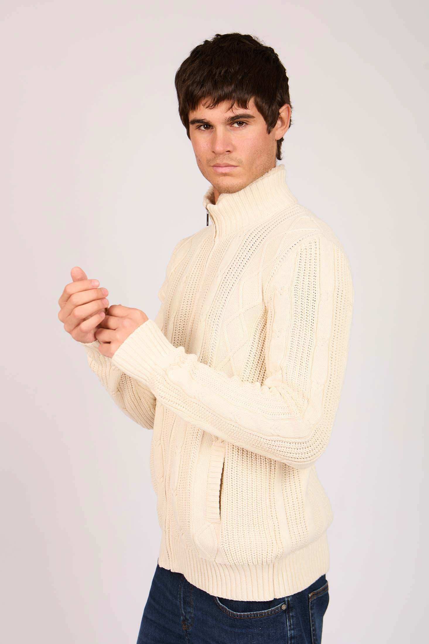 Men Regular Fit Cardigan Off White