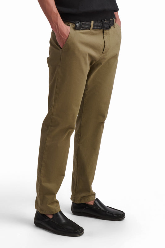 Olive Cotton Tapered Pants