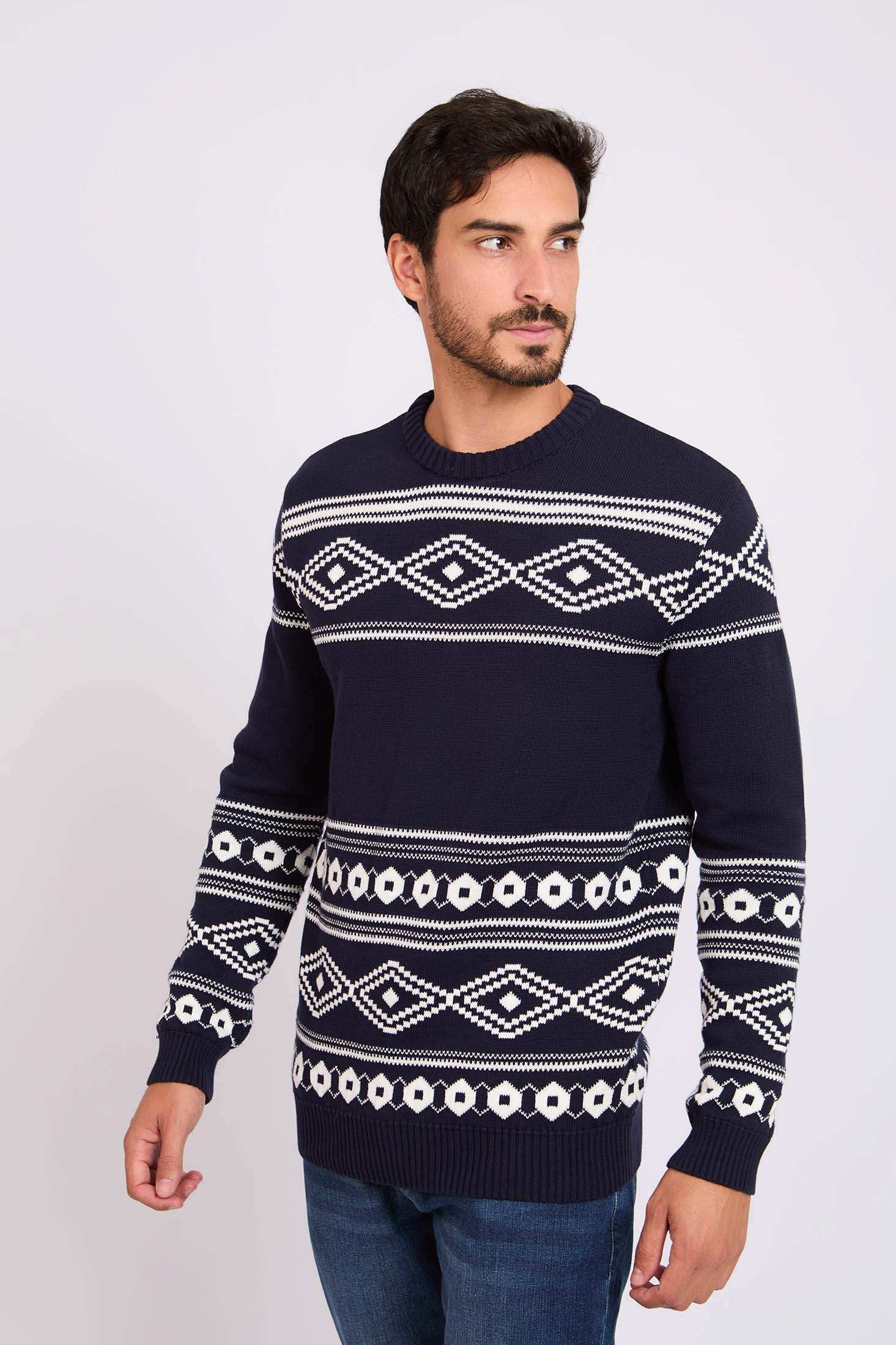 Men Regular Fit Pullover Blue