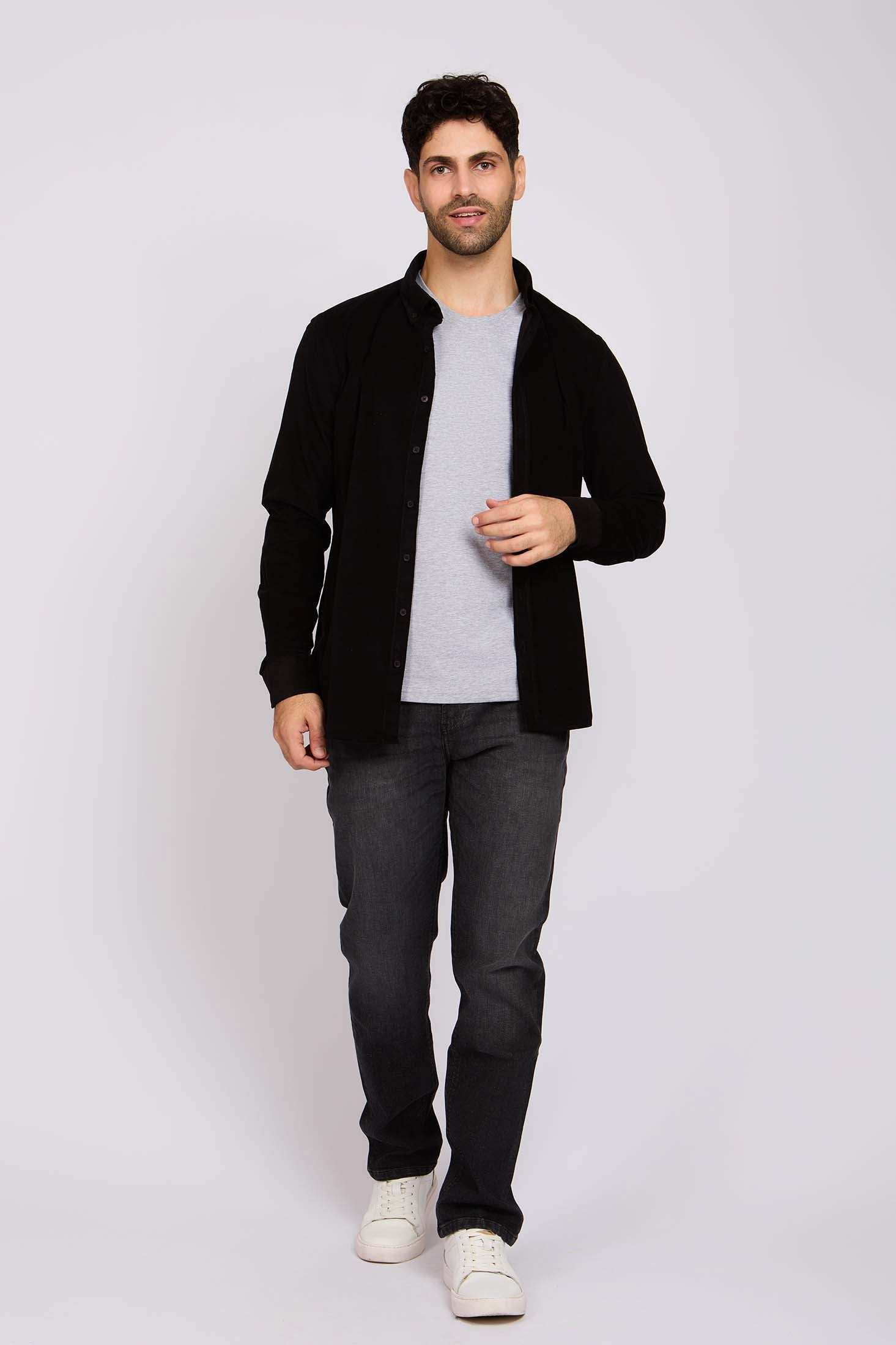 Men Regular Fit Shirt Black