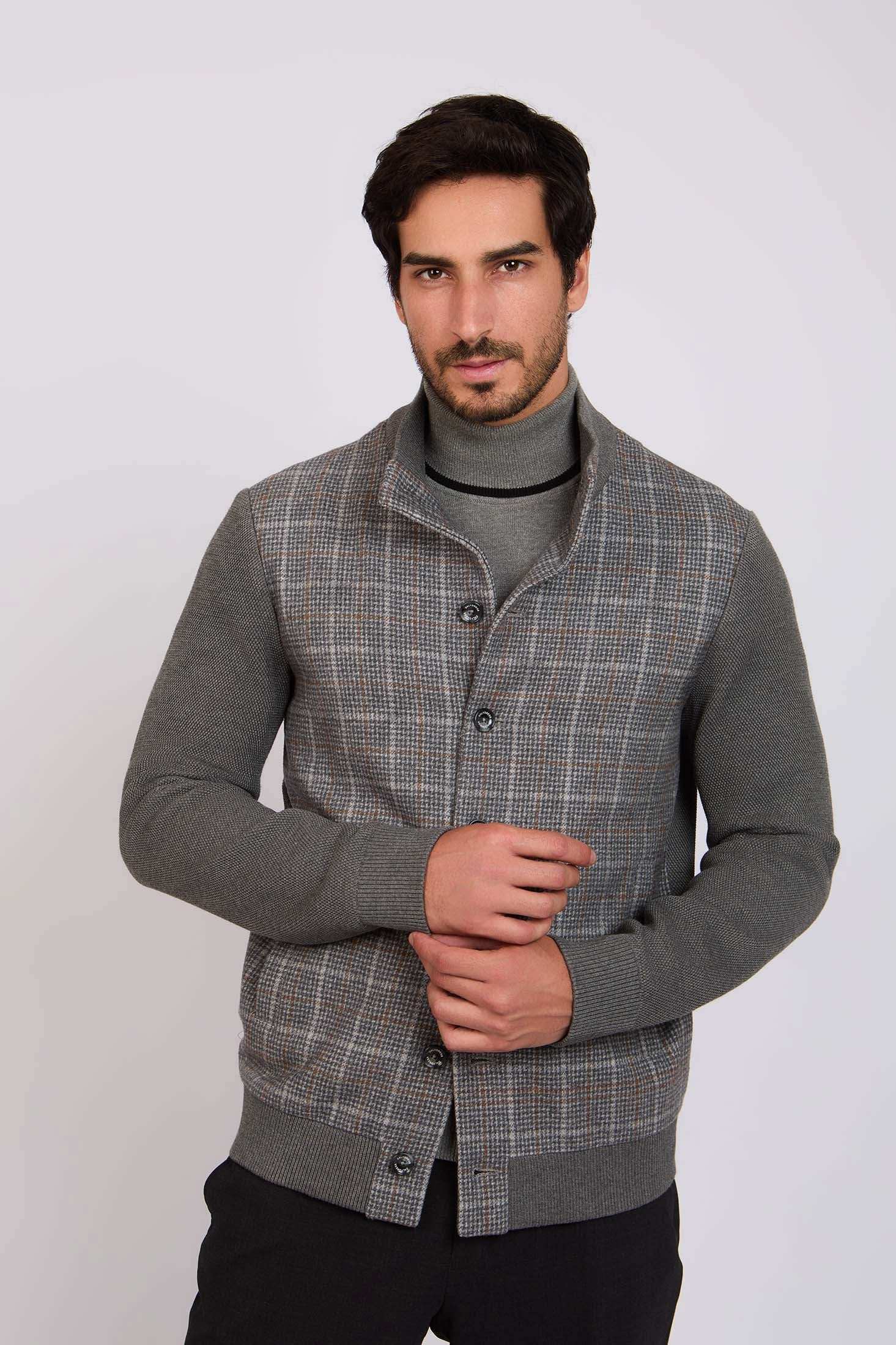 Men Regular Fit Jacket Dark Grey