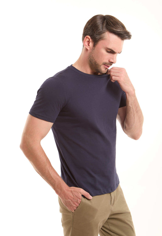 Navy Cotton Crew Neck T-Shirt