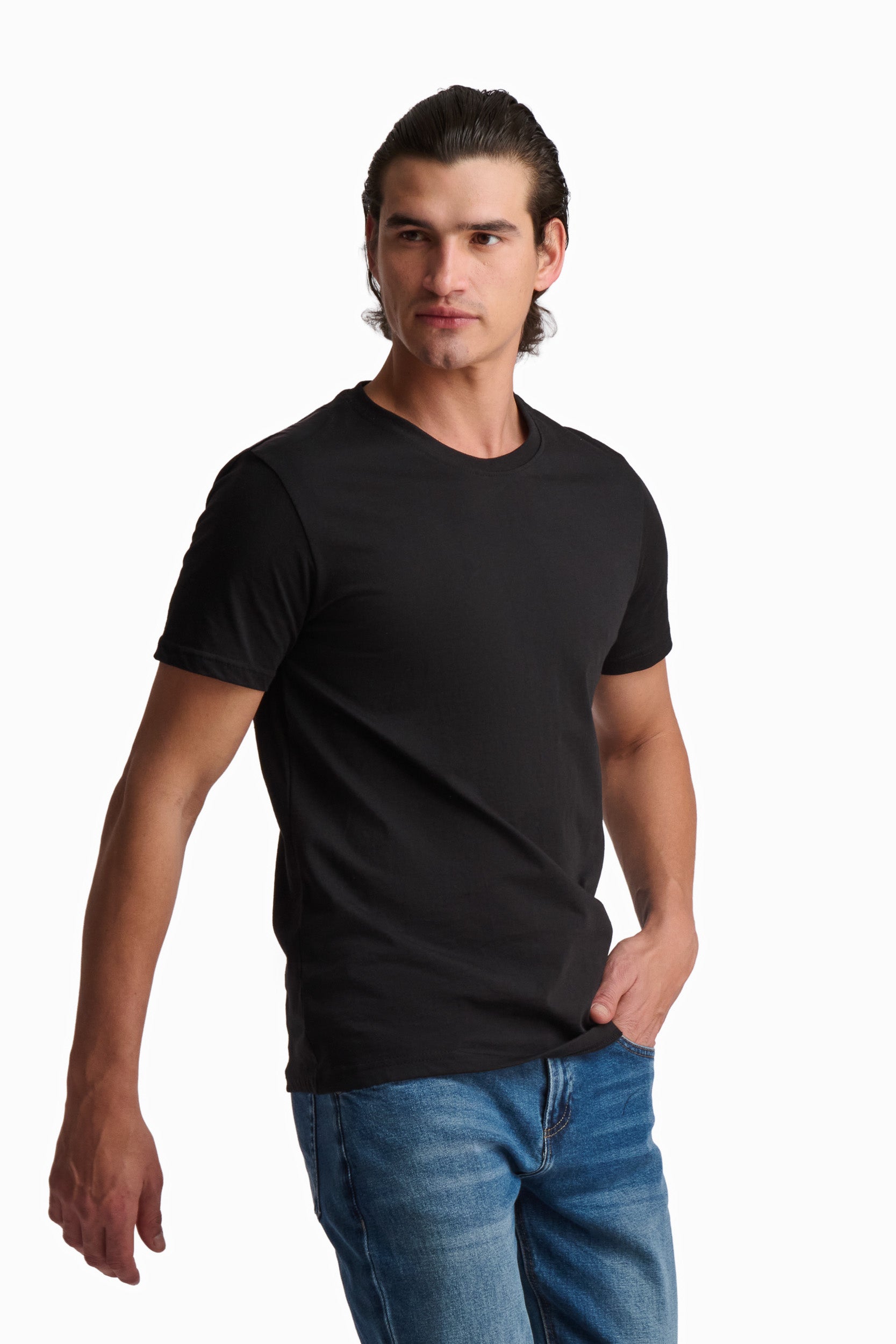 Black Cotton Crew Neck T-Shirt