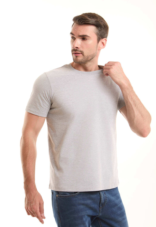 Light Grey Cotton Blend T-Shirt
