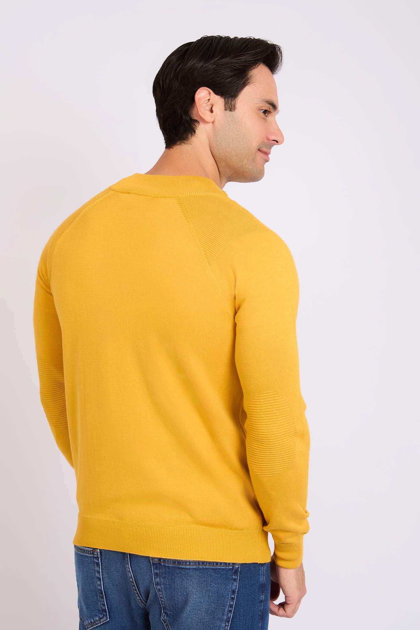 Men Regular Fit Pullover Yellow