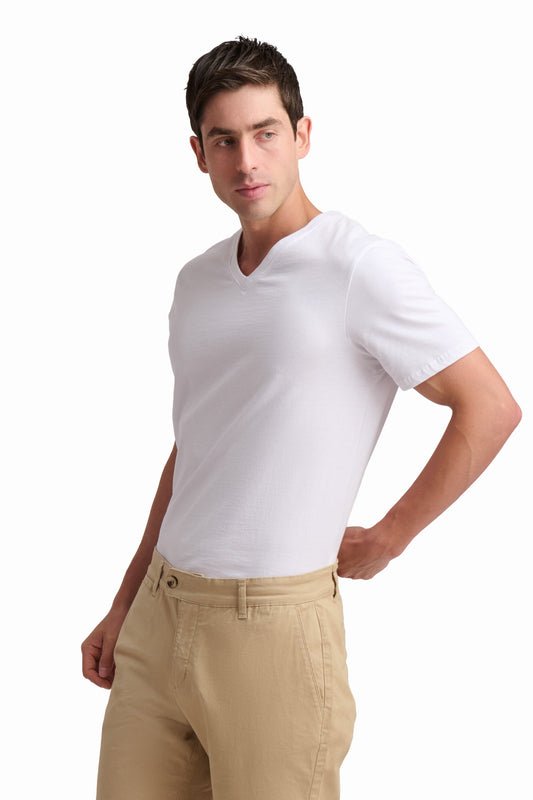White V-Neck Basic T-Shirt