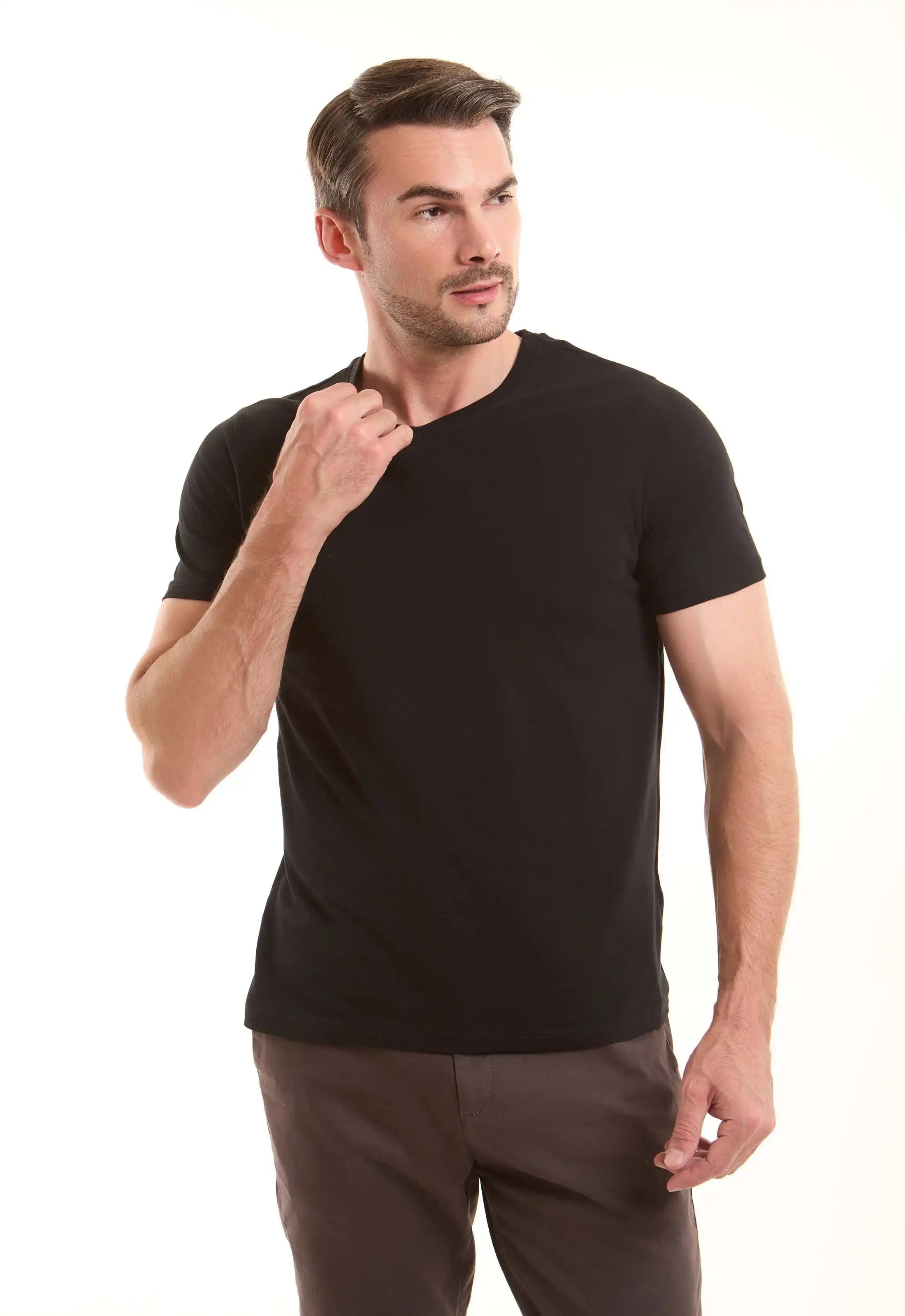 V-Neck Solid Basic Tee