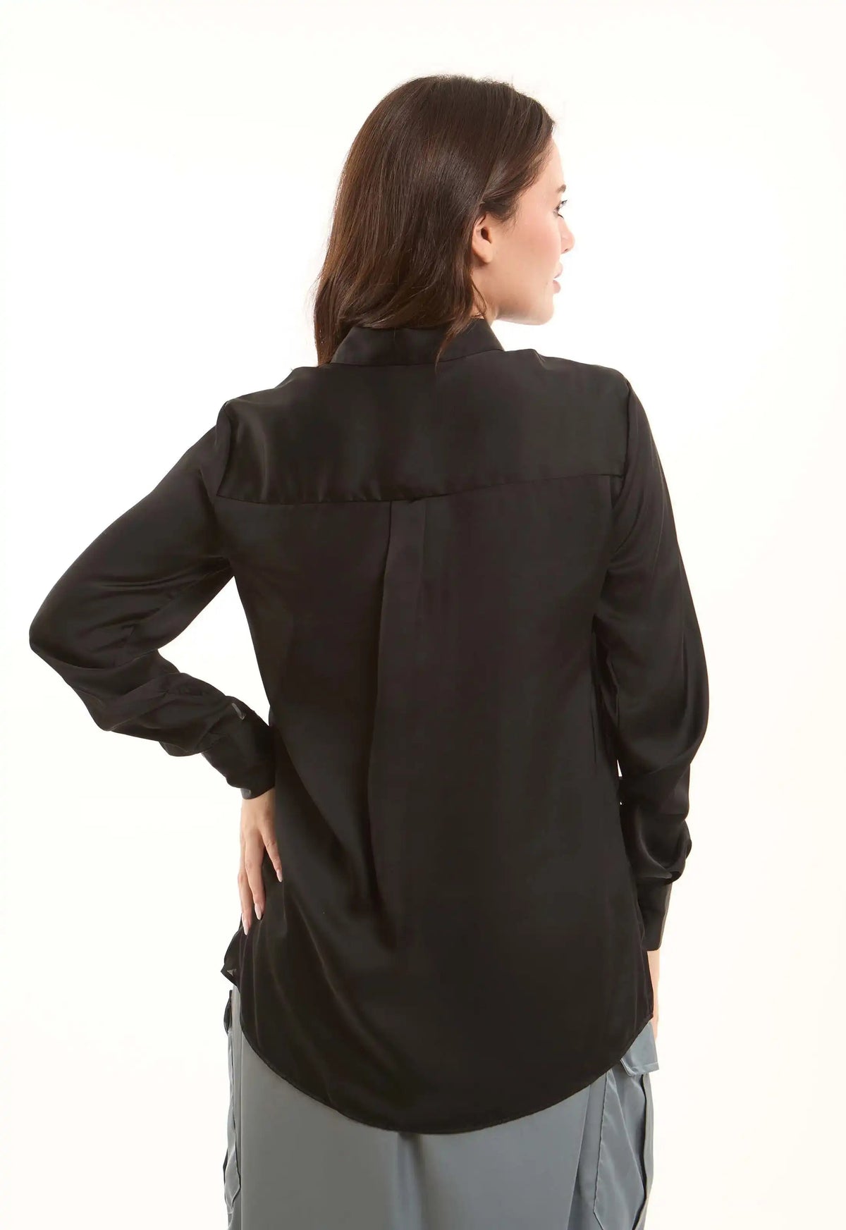 Satin Button-Down Shirt