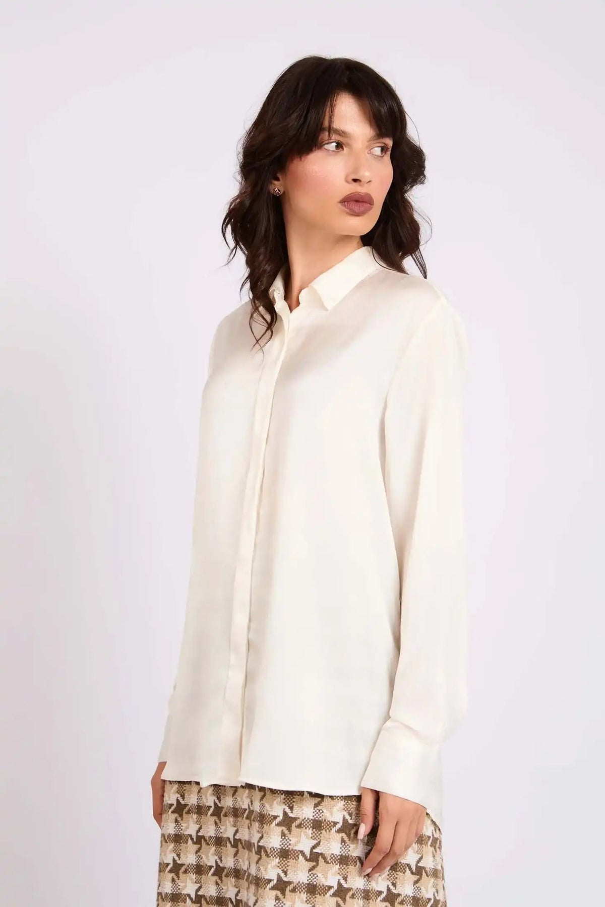 Satin Button-Down Shirt