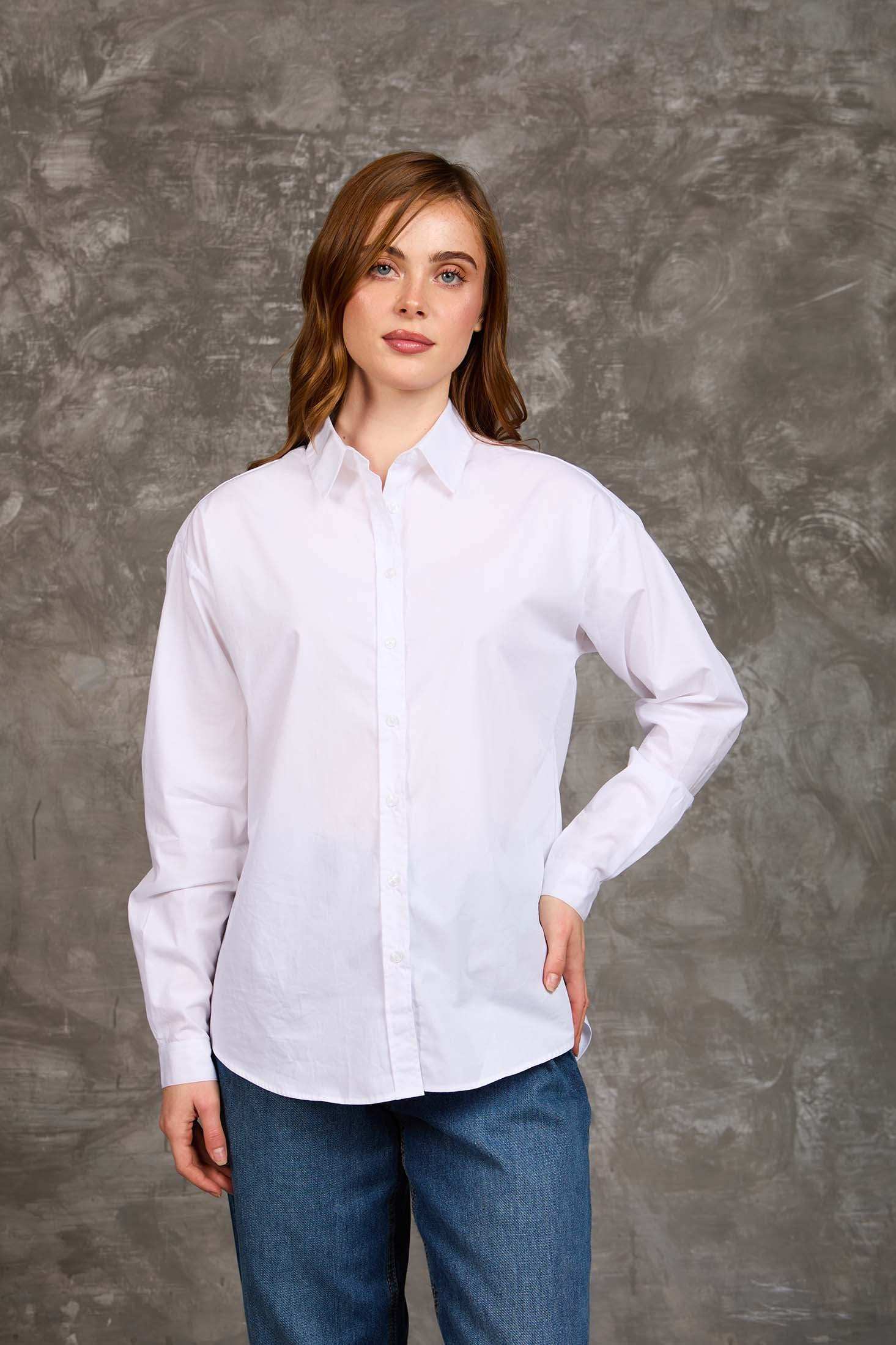 White Cotton Button-Down Shirt