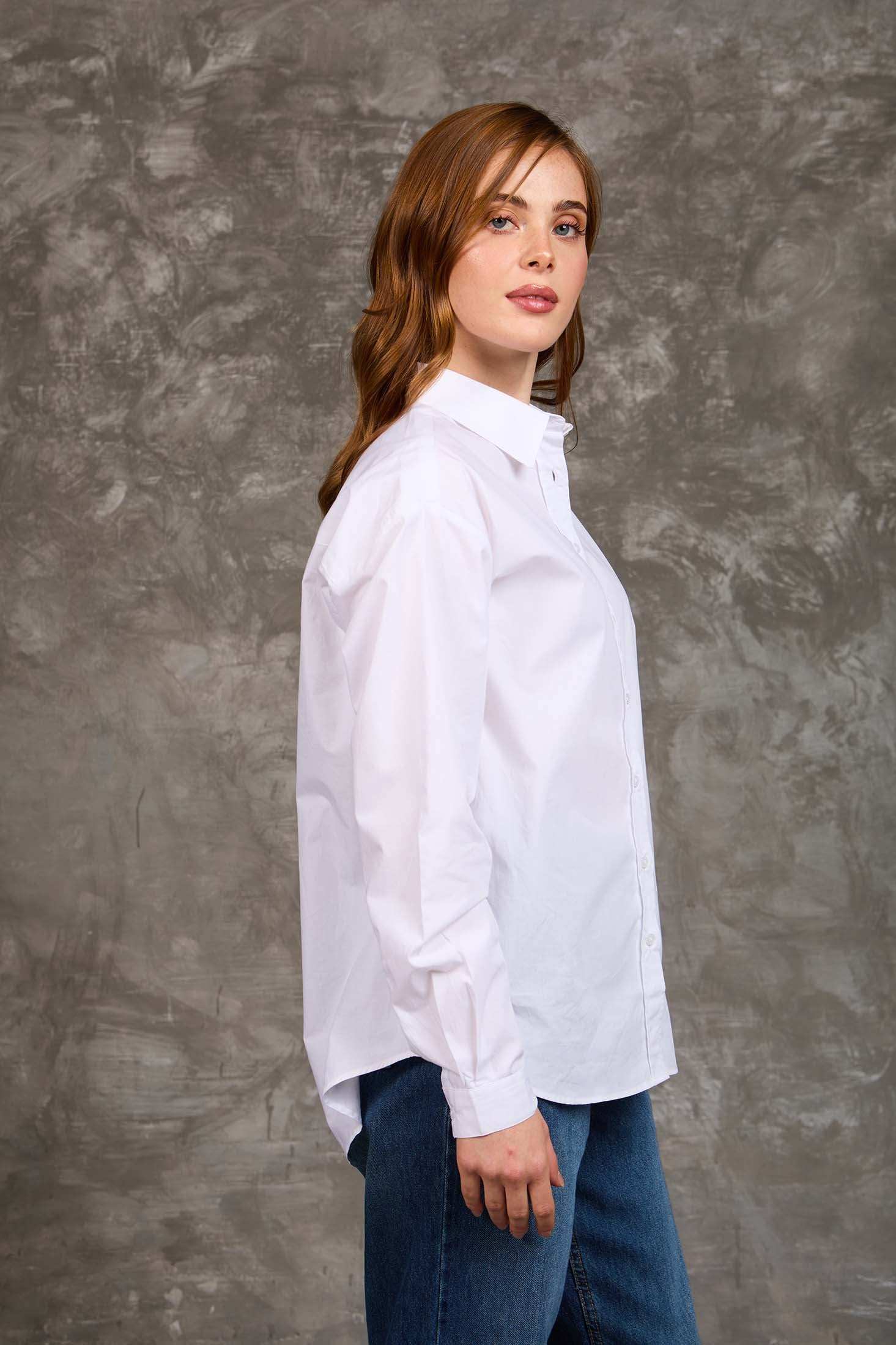 White Cotton Button-Down Shirt