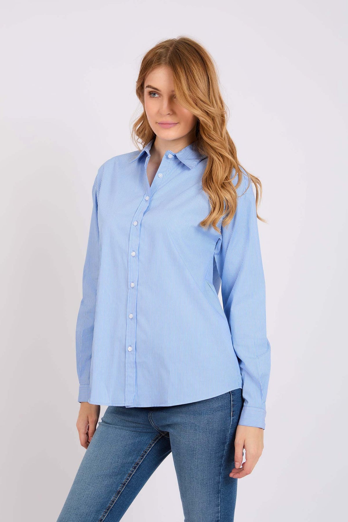 Striped Cotton Shirt with Pocket Detail