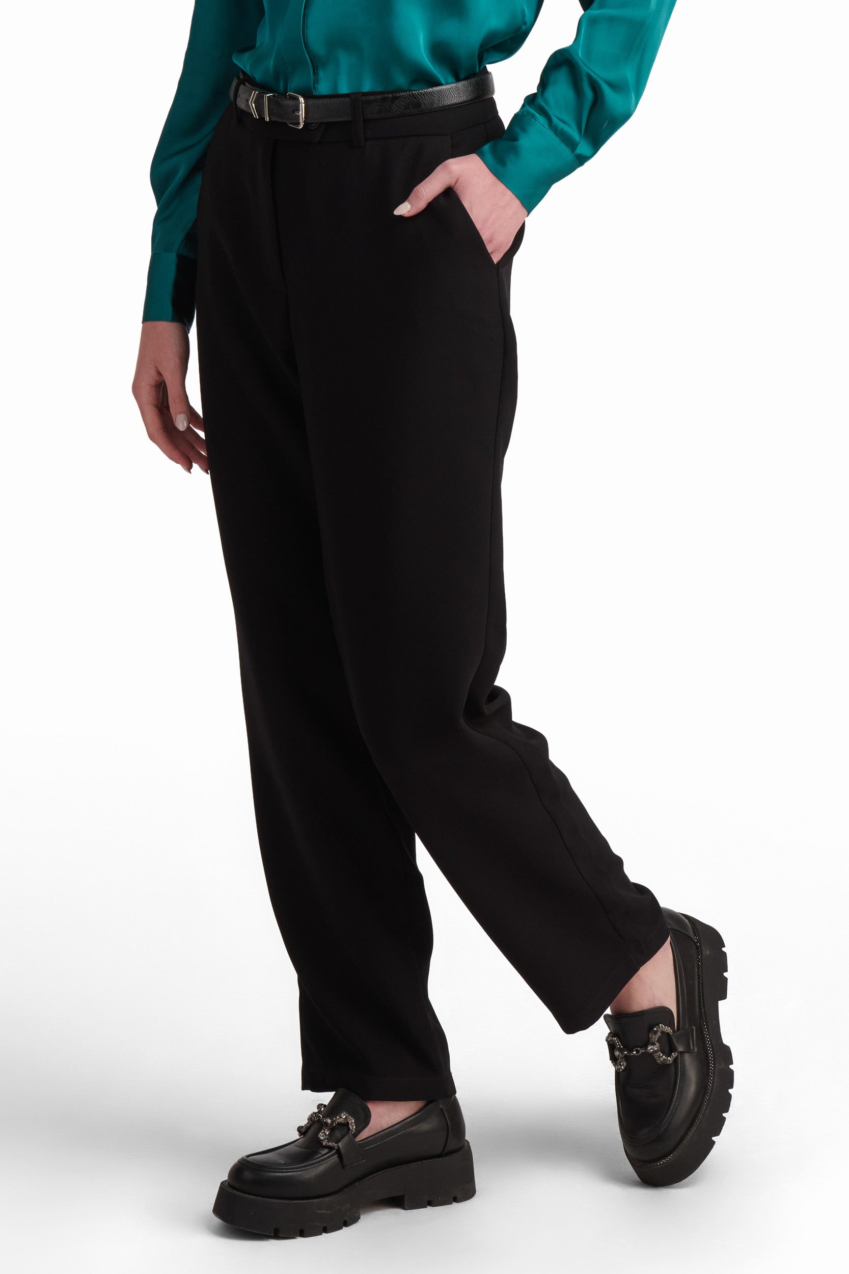 Black High-Waist Straight Pants