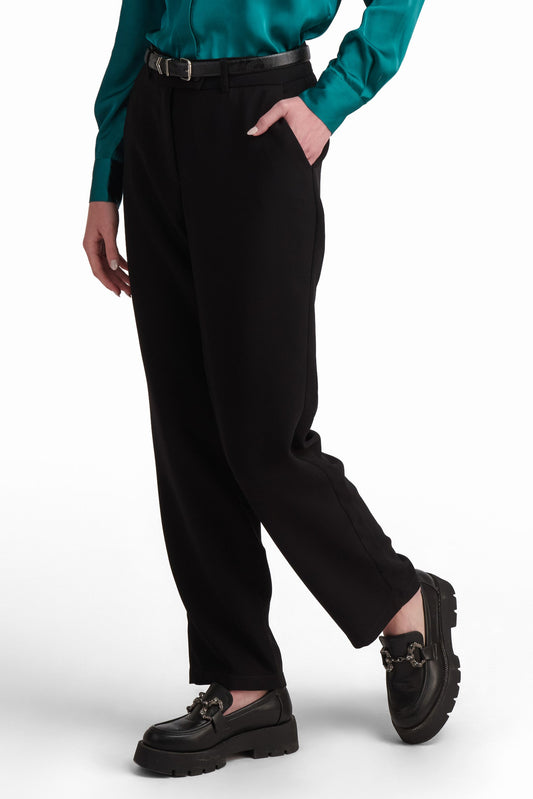 Black High-Waist Straight Pants