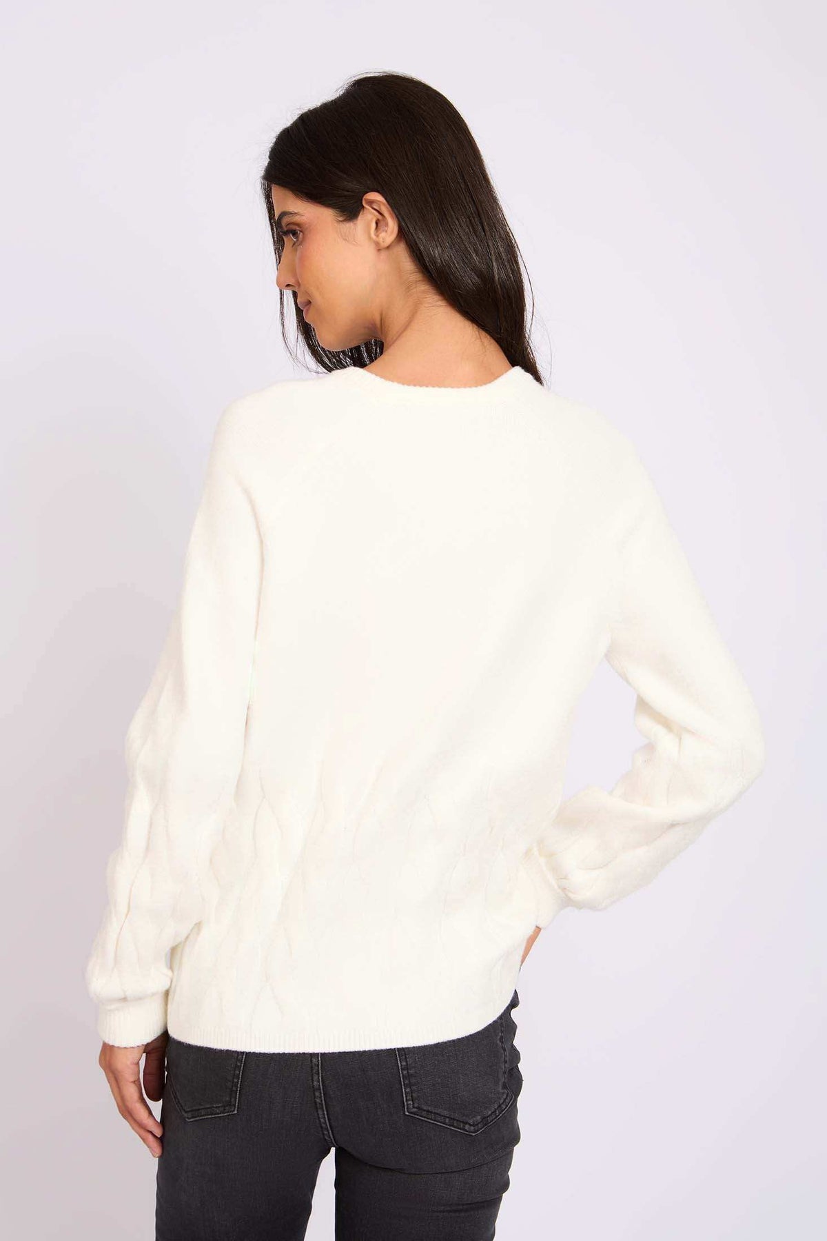 Women Regular Fit Pullover Off White
