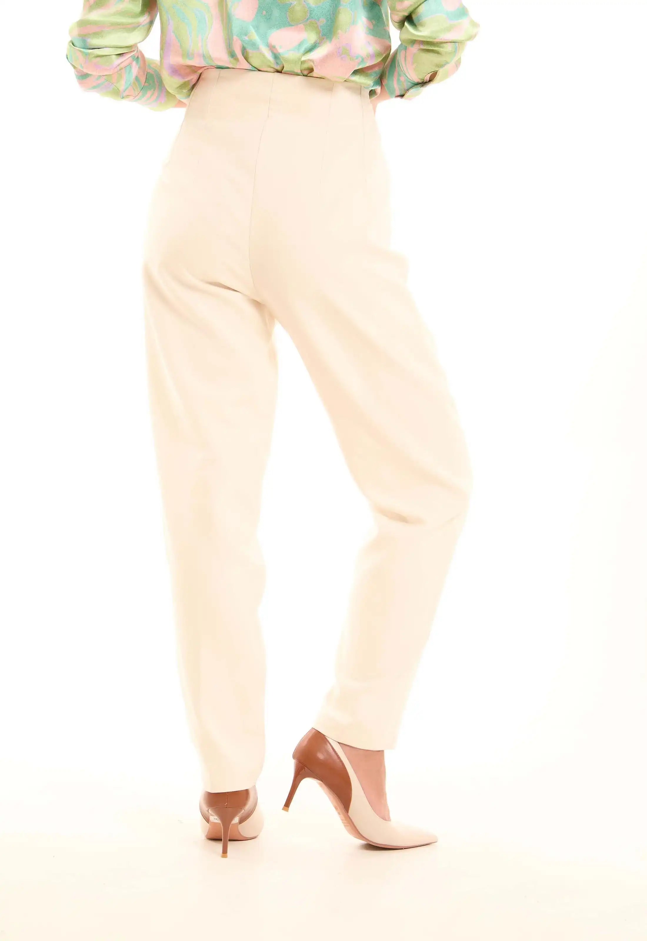 Cream Straight-Leg Pants