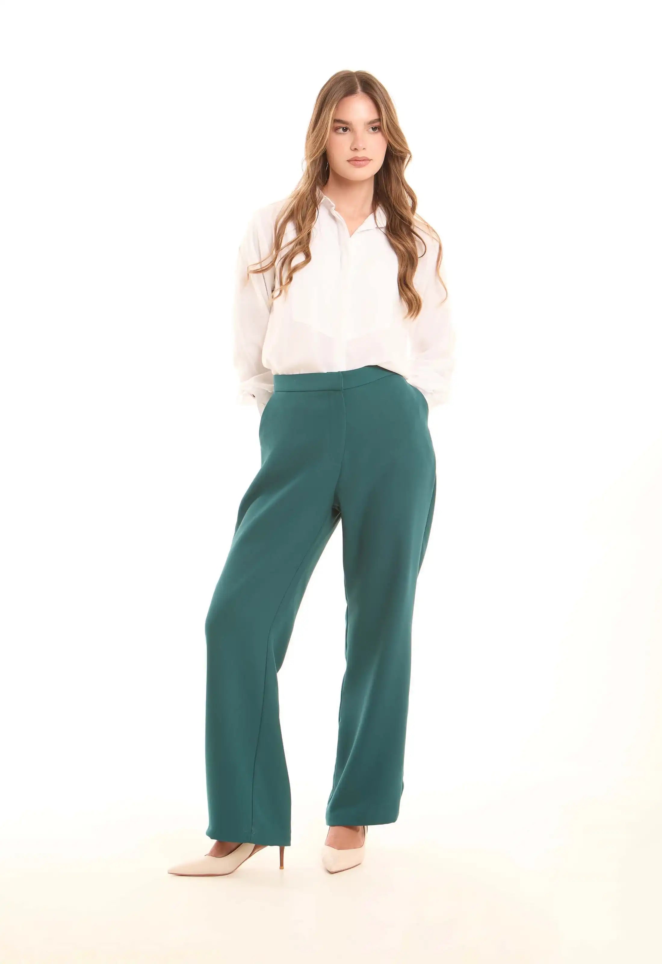 Elegant High-Rise Polyester Trousers